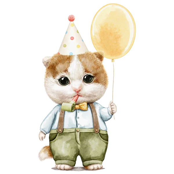 Kalaspojke med hatt och ballong.