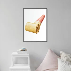 Poster13 Barntavla på en grå vägg som visar en kalastuta.