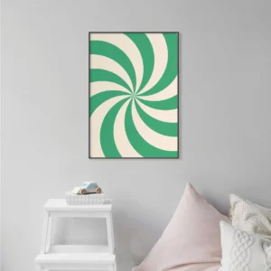 Poster51_26_11zon Barntavla på grå vägg som visar en grön swirl
