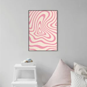 Barntavla på grå vägg med rosa vågor
