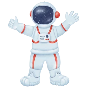 En astronaut med en stor hjälm