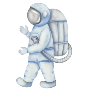 En stor astronaut som promenerar