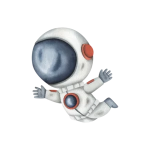 En liten astronaut som svävar i rymden