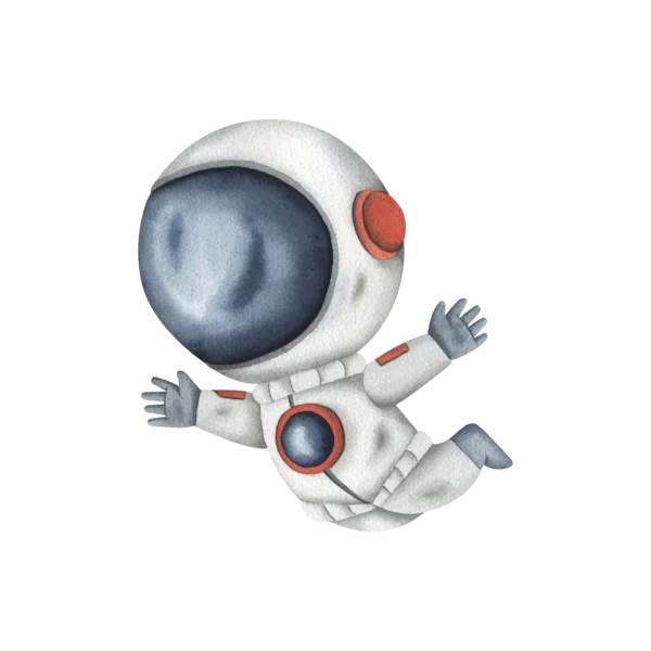 En liten astronaut som svävar i rymden