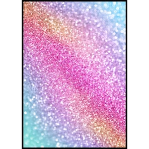 Barntavla som visar ett regnbågsmönster med glitter