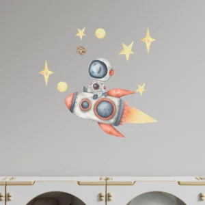 En raket med en astronaut som sitter på den