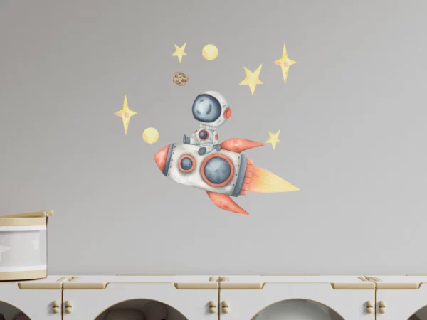 En raket med en astronaut som sitter på den