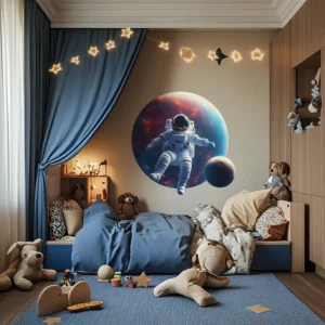 Astronaut framför en planet