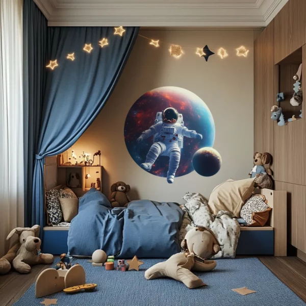 Astronaut framför en planet