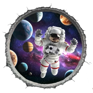 rymden-rund-astronaut through concrete wall