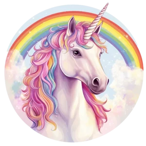 Enhörning Väggdekor för barn med enhörning och regnbåge