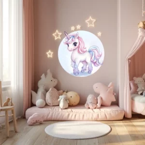Väggdekor för barn i ett barnrum med enhörningsponny