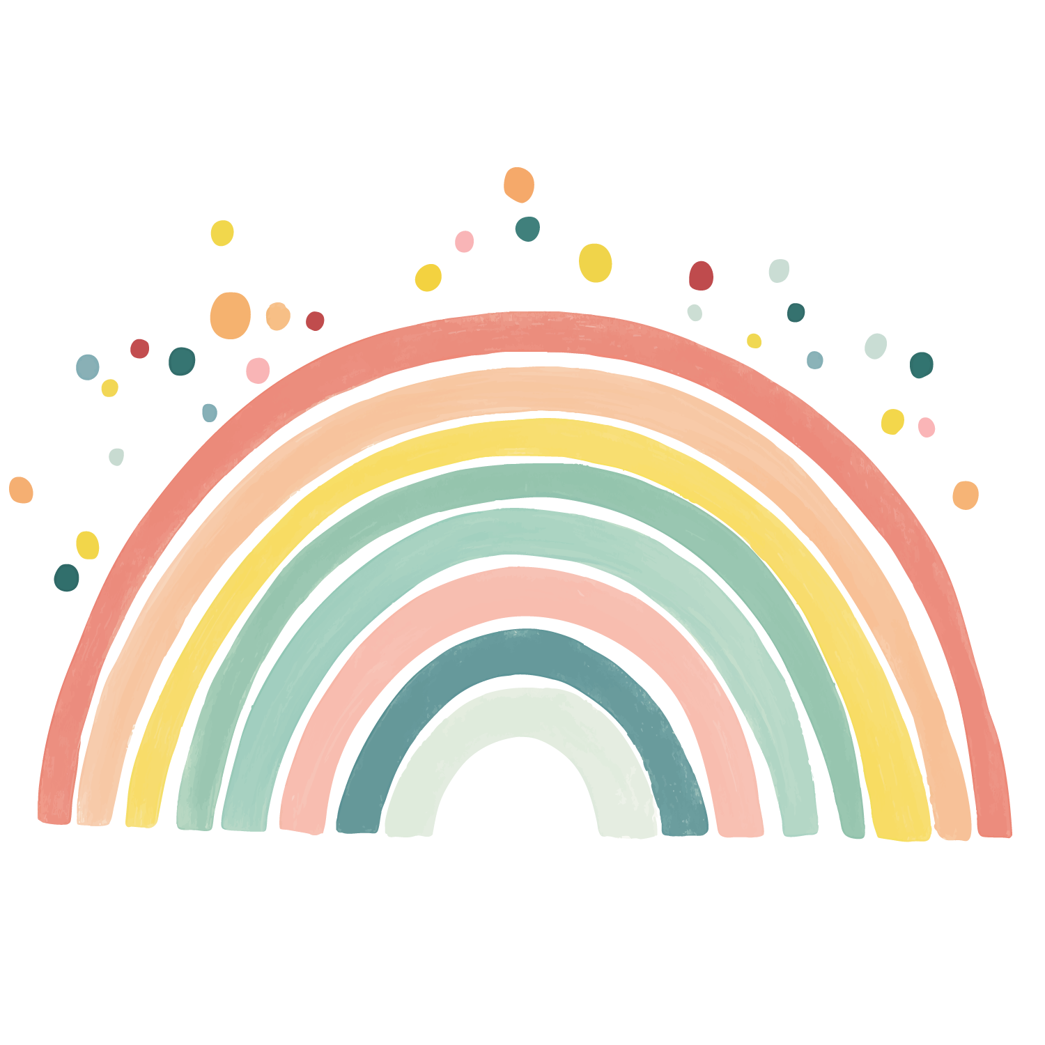 Väggdekor regnbåge med massa färgglada prickar över