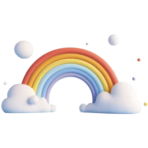 rainbow-2 Väggdekor regnbåge med 3d liknande moln och prickar