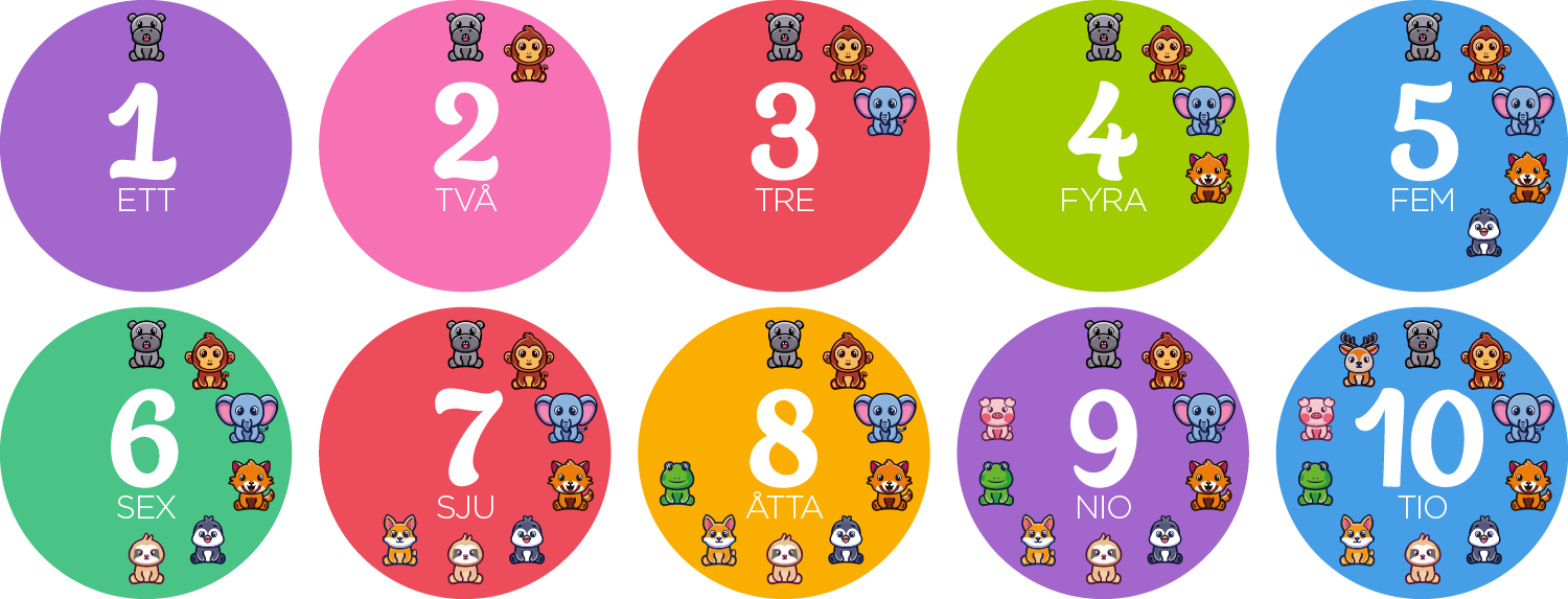 Väggdekor färgglada siffror